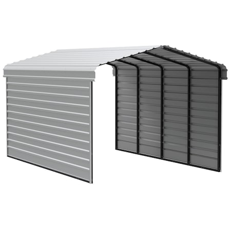 Arrow Storage Products Galvanized Steel Carport, W/ 2-Sided Enclosure, Compact Car Metal Carport Kit, 12'x20'x9', Eggshell CPH122009ECL2